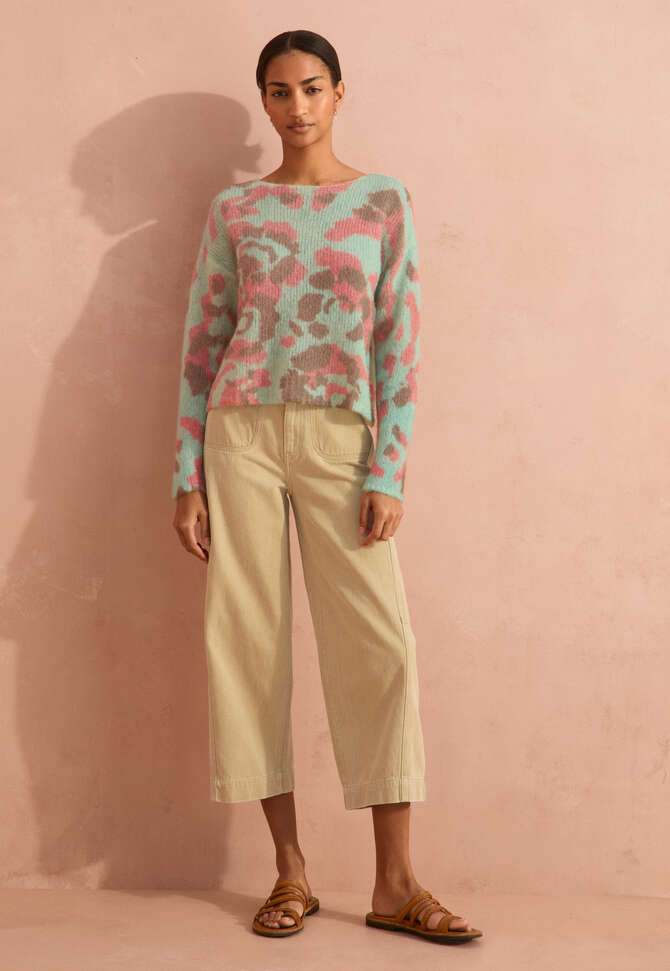 Printed sweater, Aqua coral, completeTheLook