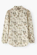 Printed high-neck blouse, Golden ivory, webstill