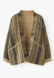 Striped jacquard jacket, Black sand, webstill