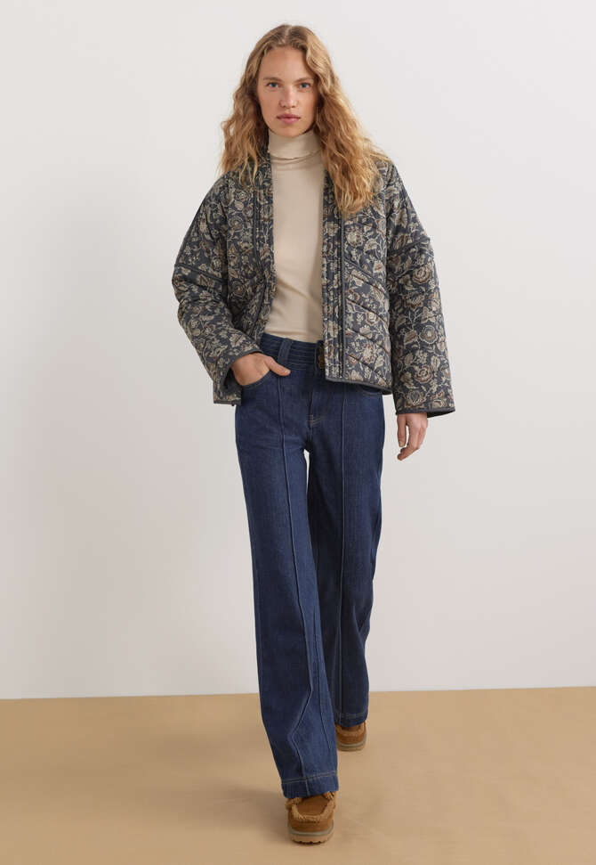 Quilted printed jacket, Charcoal mink, completeTheLook