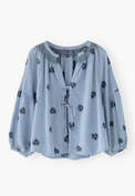 Clipped jacquard blouse, Sky blue, webstill
