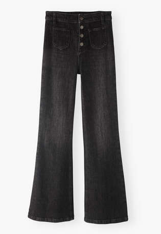 Flared jeans, Black, webstill