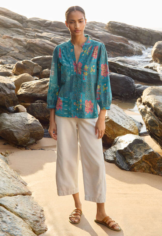 Printed blouse, Denim cerise, completeTheLook