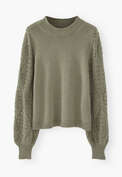 Crochet-stitch sweater, Soft olive, webstill