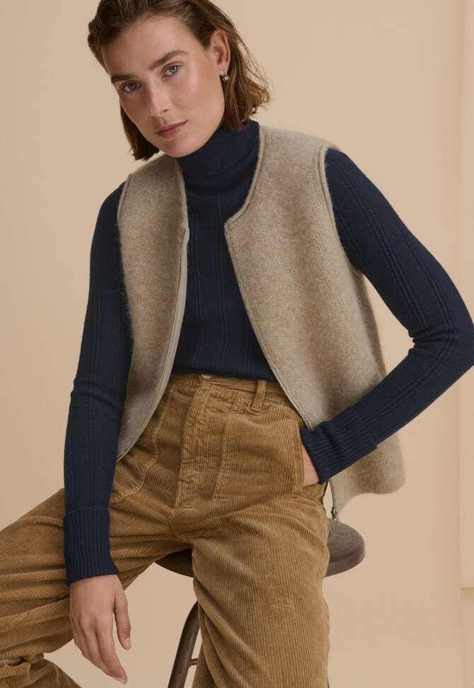 Knitted gilet, Fawn, completeTheLook