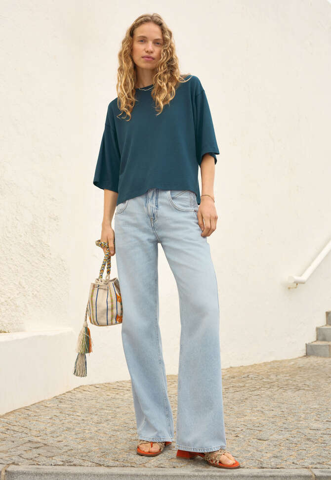 Drop-shoulder top, Deep petrol, completeTheLook