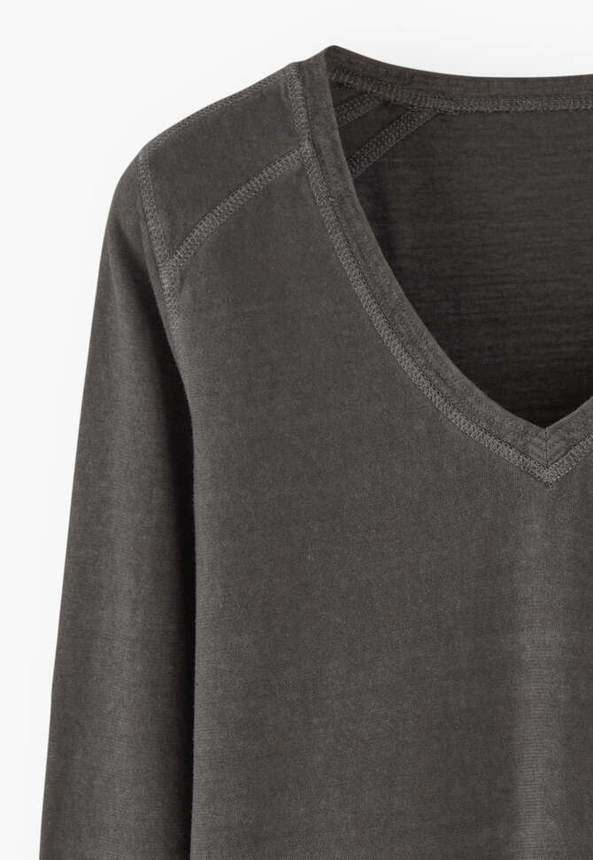 V-neck top, Charcoal, completeTheLook