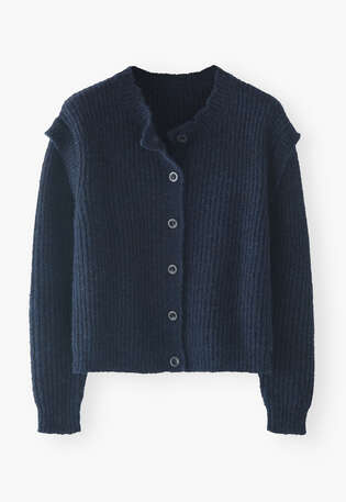 Rib-stitch cardigan, Indigo, webstill
