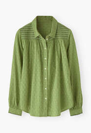 Shirring-detail shirt, Apple green, webstill