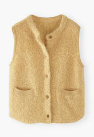 Boucl&eacute; knitted gilet, Sand yellow, webstill