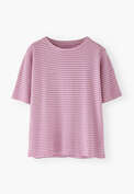 Striped T-shirt, Pink orchid, webstill