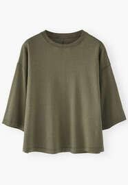 Drop-shoulder top, Moss green, webstill