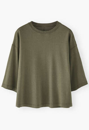 Drop-shoulder top, Moss green, webstill