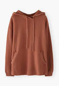 Knitted hoodie, Red brick, webstill