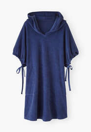 Hooded towelling dress, Ink, webstill