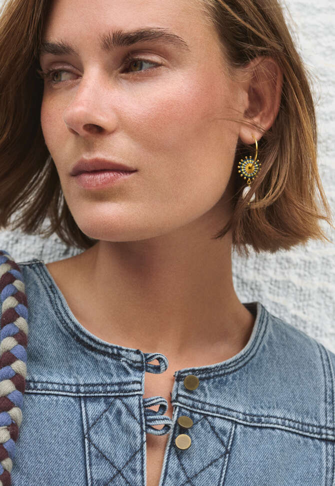 Earrings, Slate blue gold, completeTheLook