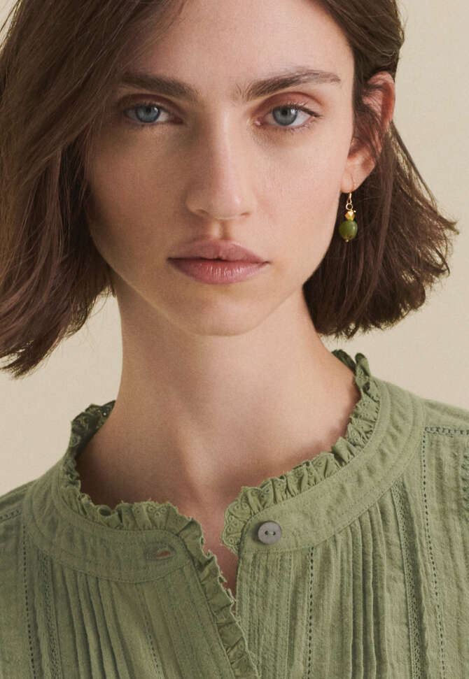 Drop earrings, Green gold, completeTheLook