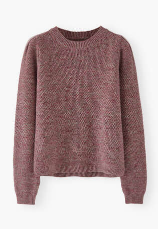 Moss-stitch sweater, Magenta moss, webstill