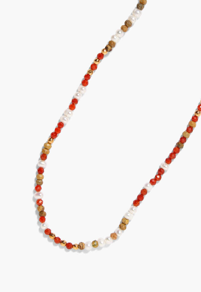 Beaded necklace, Ruby pearl, completeTheLook