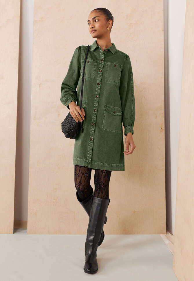 Garment-dyed dress, Grey moss, completeTheLook