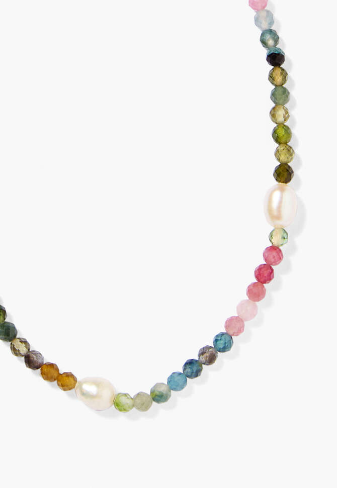 Beaded necklace, Tourmaline pearl, completeTheLook
