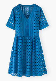 A-line broderie dress, Electric blue, webstill