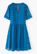 A-line broderie dress, Electric blue, webstill