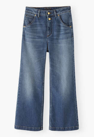 Cropped flared jeans, Mid wash, webstill