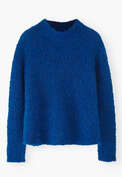 Boucl&eacute; round-neck sweater, Deep cobalt, webstill