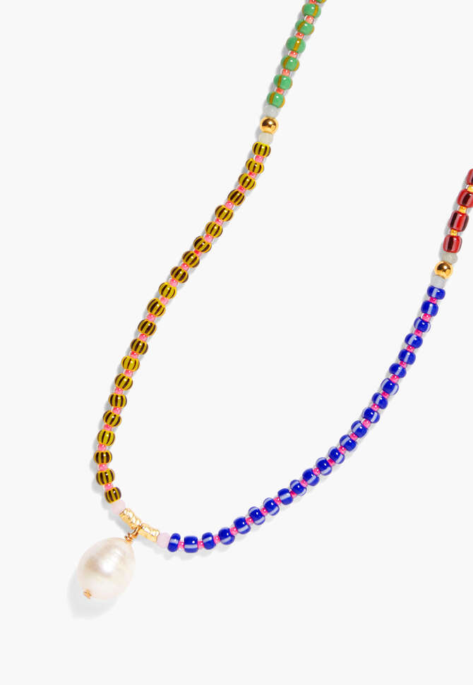 Beaded necklace, Stripe multi, completeTheLook