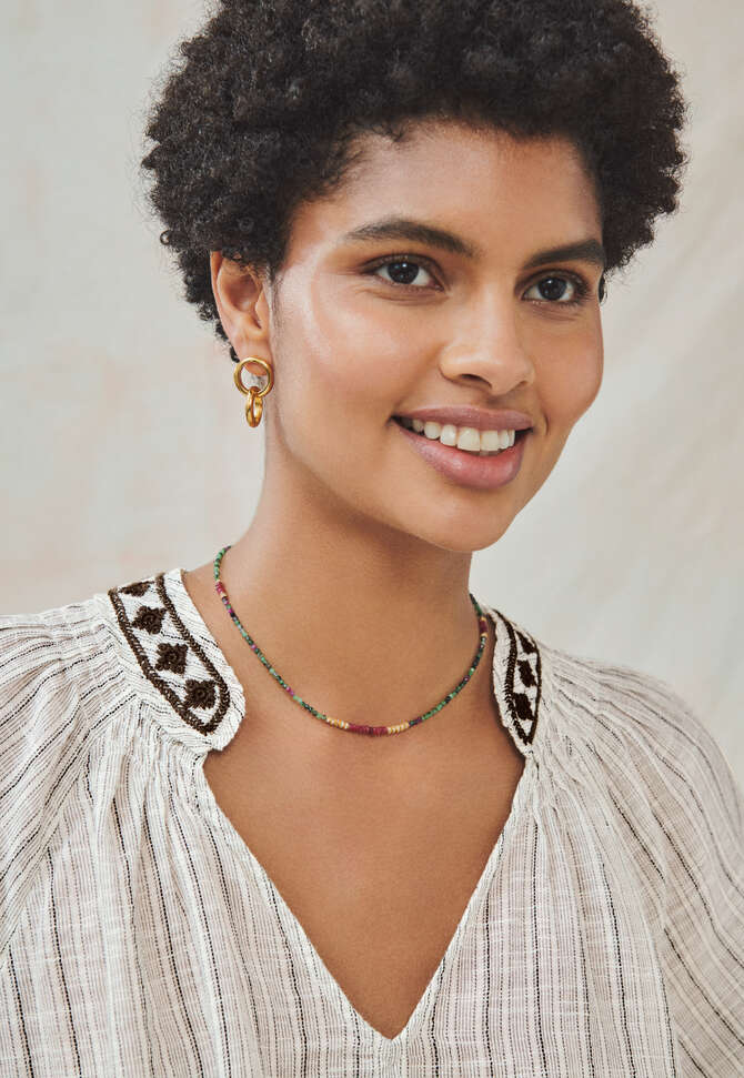 Beaded necklace, Ruby zoisite, completeTheLook