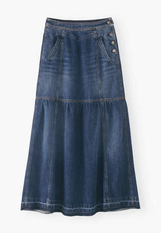 Denim maxi-skirt, Dark wash, webstill