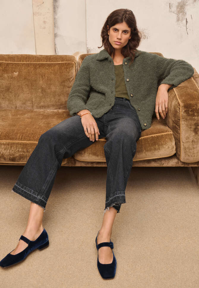 Knitted jacket, Khaki slate, completeTheLook