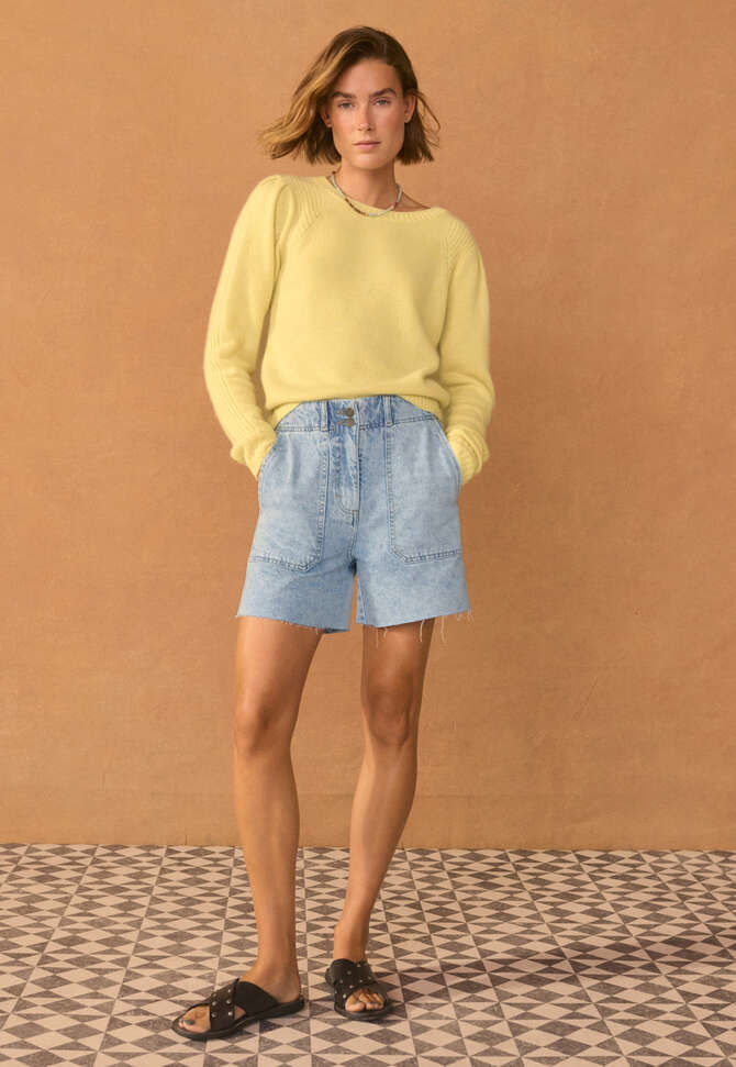 Puff-sleeve sweater, Pastel yellow, completeTheLook