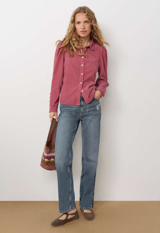 Button-through cord blouse, Dark rose, completeTheLook