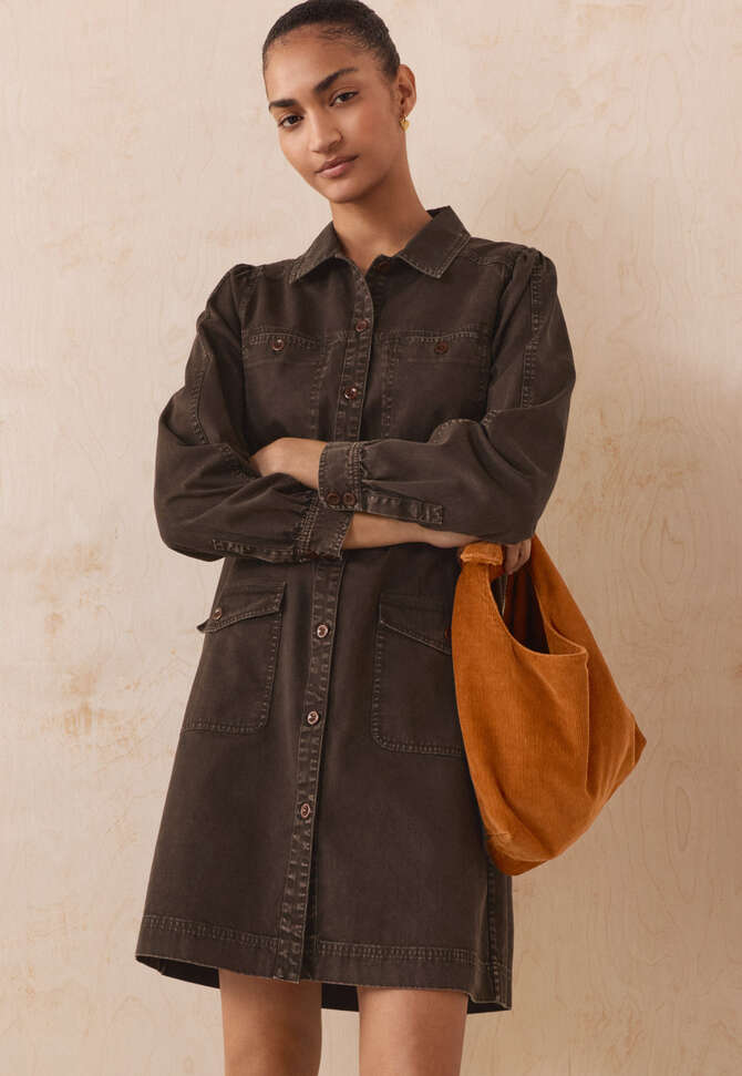 Cord tie-handle bag, Rust, completeTheLook