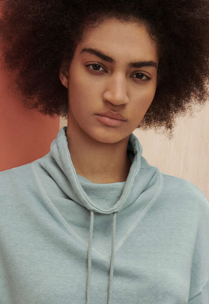 Funnel-neck sweatshirt, Ice blue, completeTheLook