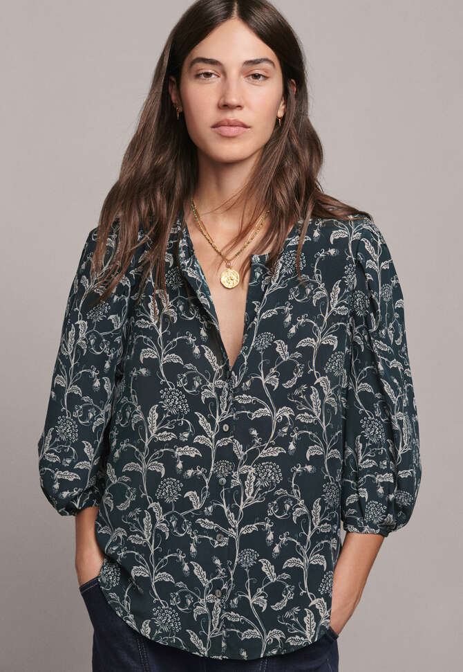 Printed blouse, Deep teal, completeTheLook