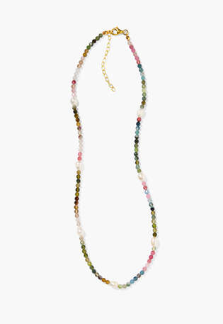 Beaded necklace, Tourmaline pearl, webstill