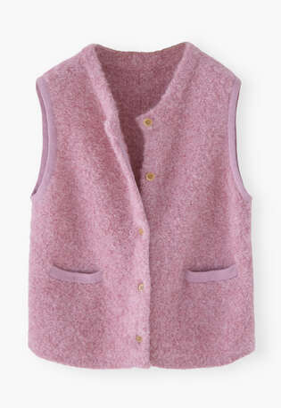 Boucl&eacute; knitted gilet, Pink lavender, webstill