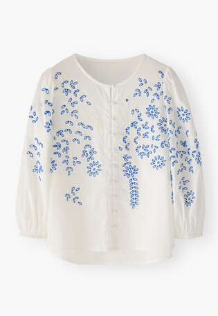 Cutwork blouse, White, webstill