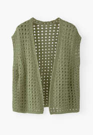 Crochet-stitch waistcoat, Soft sage, webstill