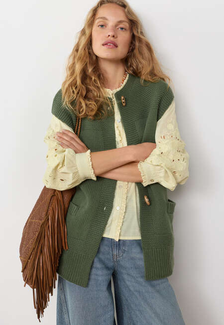 Knitted gilet, Forest green, completeTheLook
