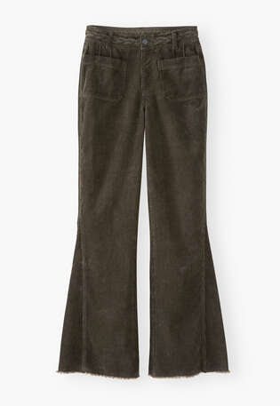 Plait-detail cord trousers, Khaki charcoal, webstill