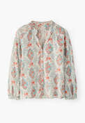 Printed blouse, Cerulean ivory, webstill