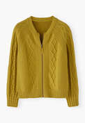 Cable-stitch cardigan, Yellow lime, webstill