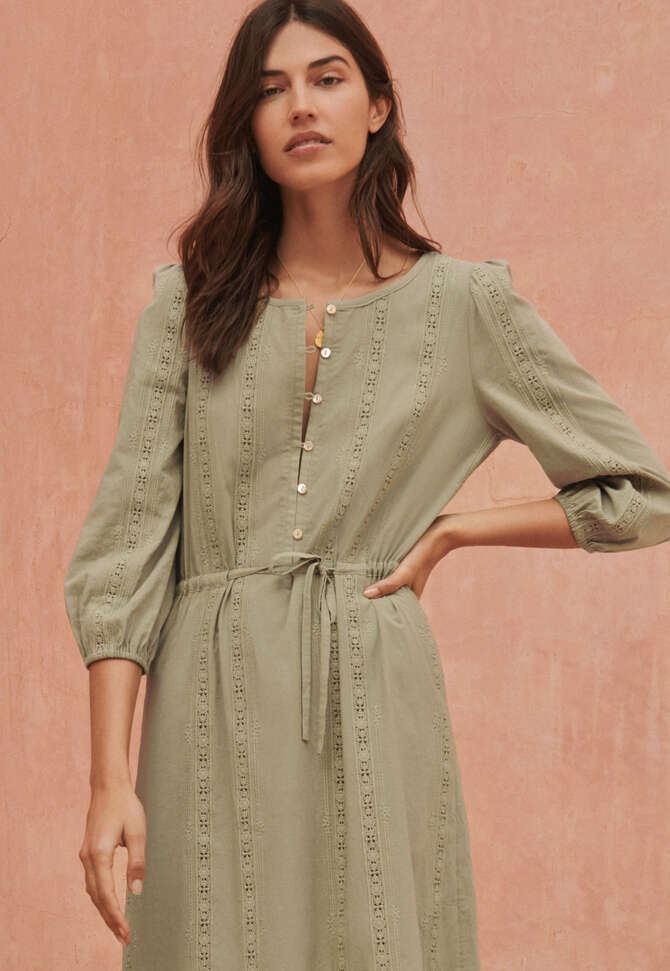 Embroidered maxi-dress, Sage, completeTheLook