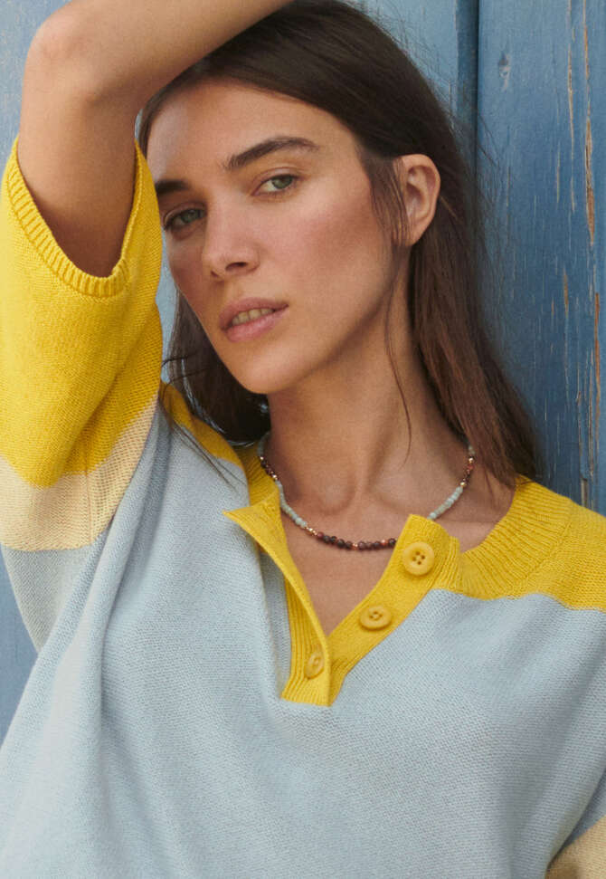 Colour-block sweater, Chambray yellow, completeTheLook