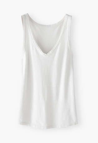 V-neck jersey vest, White, webstill