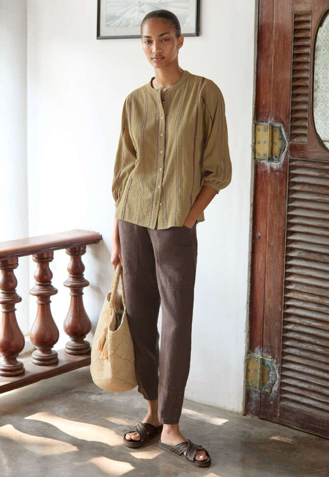 Loose-fit shirt, Khaki olive, completeTheLook
